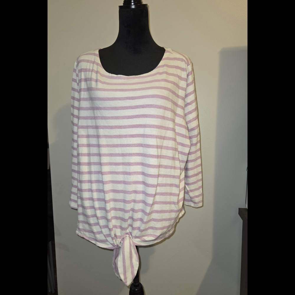 Old Navy Pink Tie Front 3/4 Sleeve Blouse
